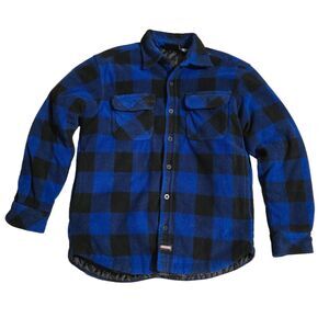 Dickies Blue Black Buffalo Plaid Quilted Flannel Shirt Jacket Men’s M Workwear